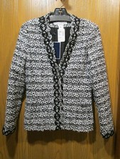 Oscar de la Renta Black White Boucle Cotton Tweed Jacket Size 6 NEW 2990