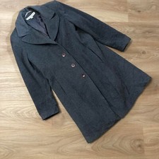 Vintage Women's Larry Levine Wool Coat, Grey, Knee Length, Uk Size 12