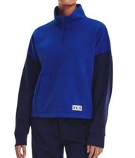 NWT Under Armour Womens Fleece Playback Pullover 1/4 Zip Size XS Blue 60 RR30