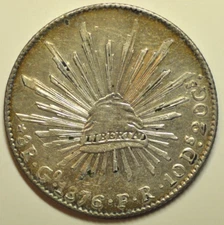 mw25798 Mexico; Silver 8 Reales 1876 Go FR   Guanajuato Mint  KM#377.8