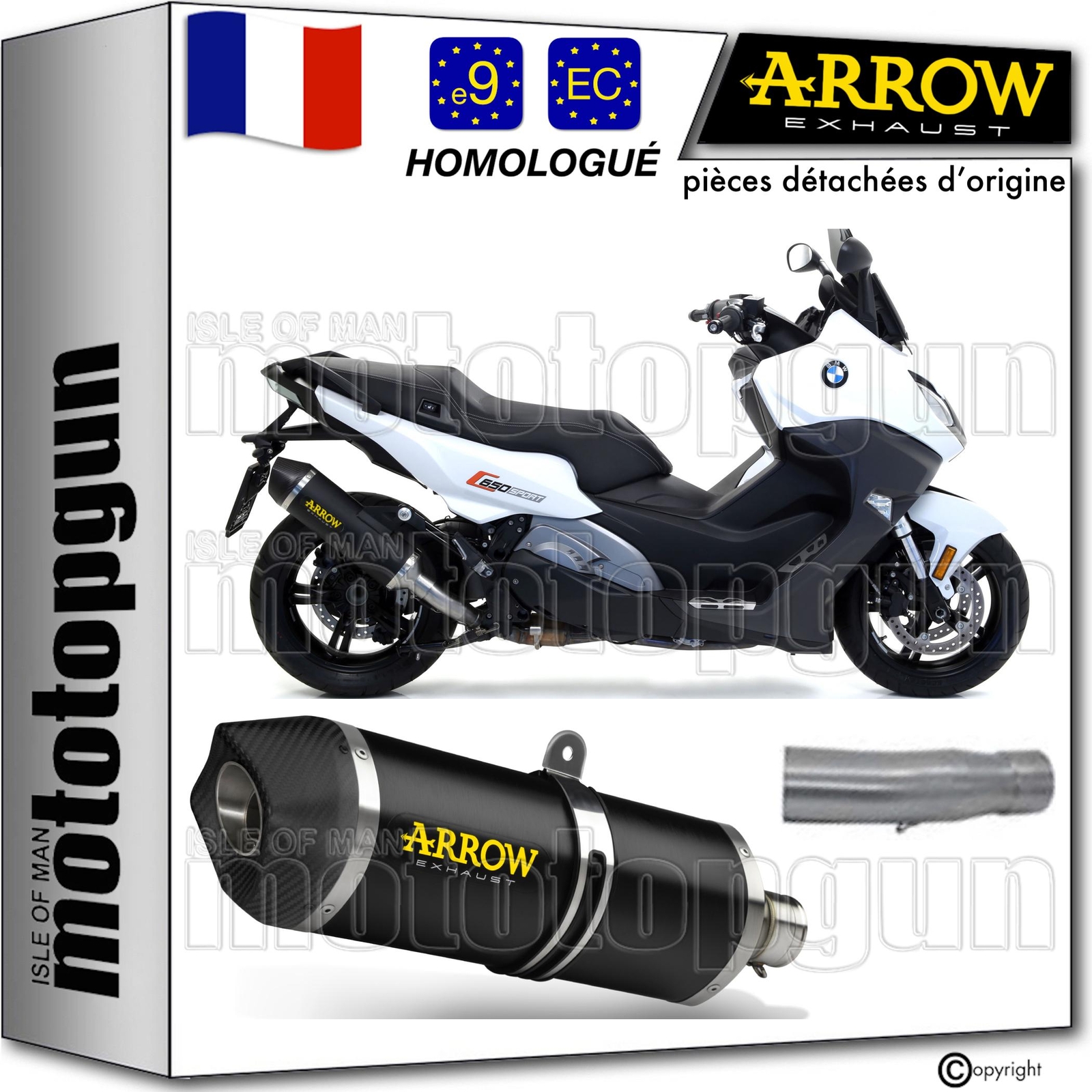 Échappement Arrow Open homologué BMW C650 Sport 18 silencieux noir C-Tech