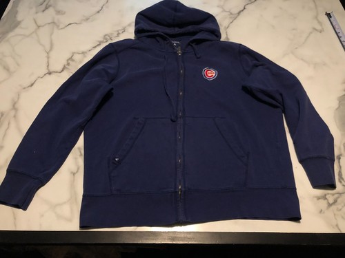 Chicago Cubs Hoodie Herren XL Marineblau Antigua MLB Baseball Sport durchgehender Reißverschluss Kordelzug