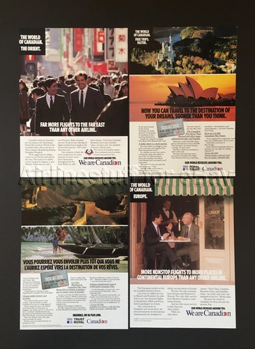Lot of 4 CANADIAN Airlines INTL ads 1986-1989 advert airways CP AIR Pacific