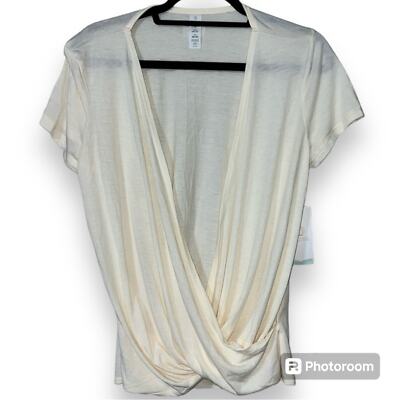 BALANCE COLLECTION size medium creme color drape top short sleeve super soft NWT