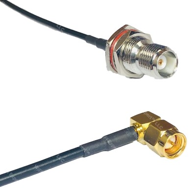 LMR100 TNC FEMALE BULKHEAD to SMA MALE ANGLE Coax RF Cable USA-Ship Lot