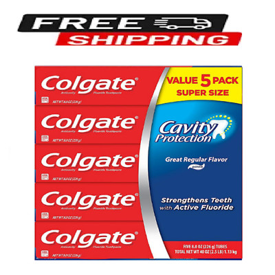 Colgate Cavity Protection Toothpaste with Fluoride, Regular Flavor, 8 oz., 5 pk.