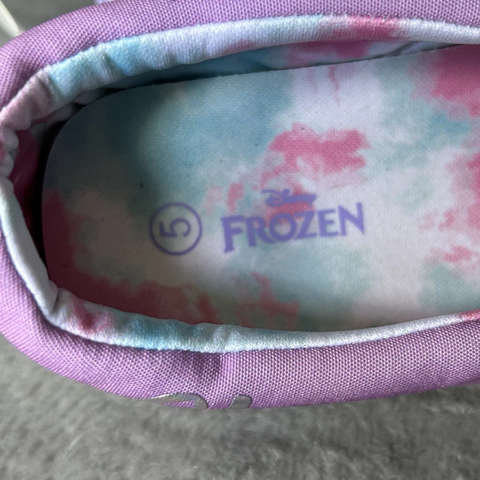 Disney Frozen Elsa & Anna Tenis Niñas Grandes Talla 5 Púrpura Zapatos Sin Cordones Foto 4 de 4