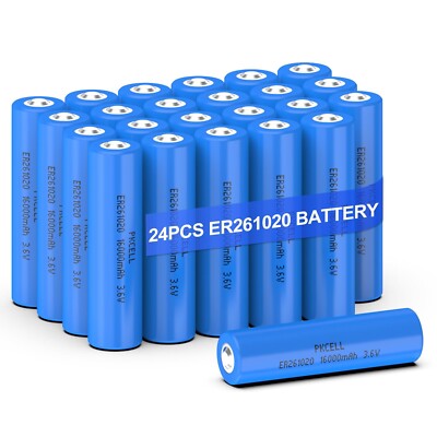 PKCELL 24 Pack ER261020 Batteries 16000mAh Lithium Thionyl Chloride Battery 3...