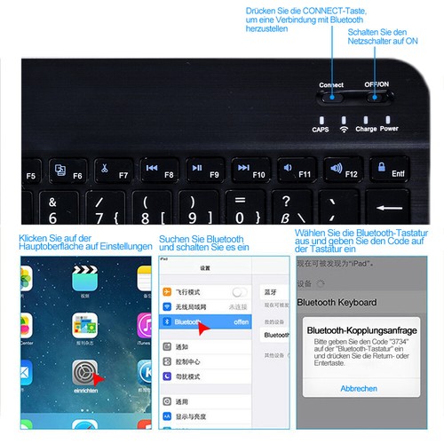 Tastatur Funk Maus Wireless Kabellos Keyboard Bluetooth Computer Layout Deutsch - Bild 4 von 13