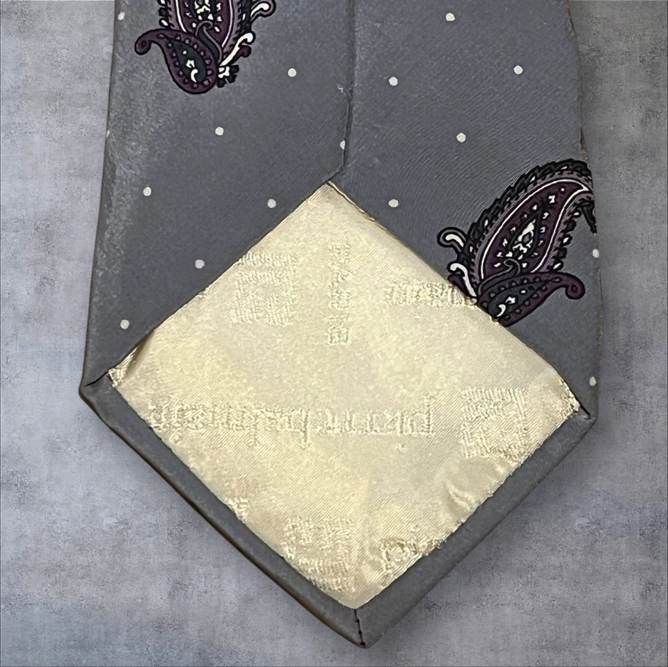 Corbata vintage Pierre Balmain formas grises lunares seda hecha en Italia Foto 3 de 4