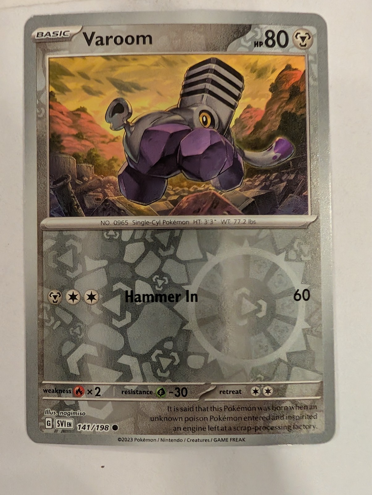 Varoom 141/198 Scarlet & Violet Base Set Pokemon Reverse Holo Foil Nice!
