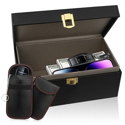 Extra Large Faraday Box, RFID Box for Car Keys with Largest + 2 Faraday Pouches