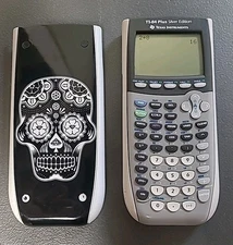 TI-84 Plus Silver Edition Texas Instruments Graphing Calculator White Gray Skull