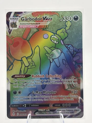 Garbodor VMAX 216/203 Pokemon Evolving Skies Sword Shield Secret Rare NM