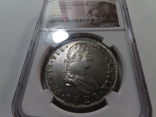 O21 México Realista Guerra de Independencia 1821 Zacatecas RG 8 Reales NGC MS 61