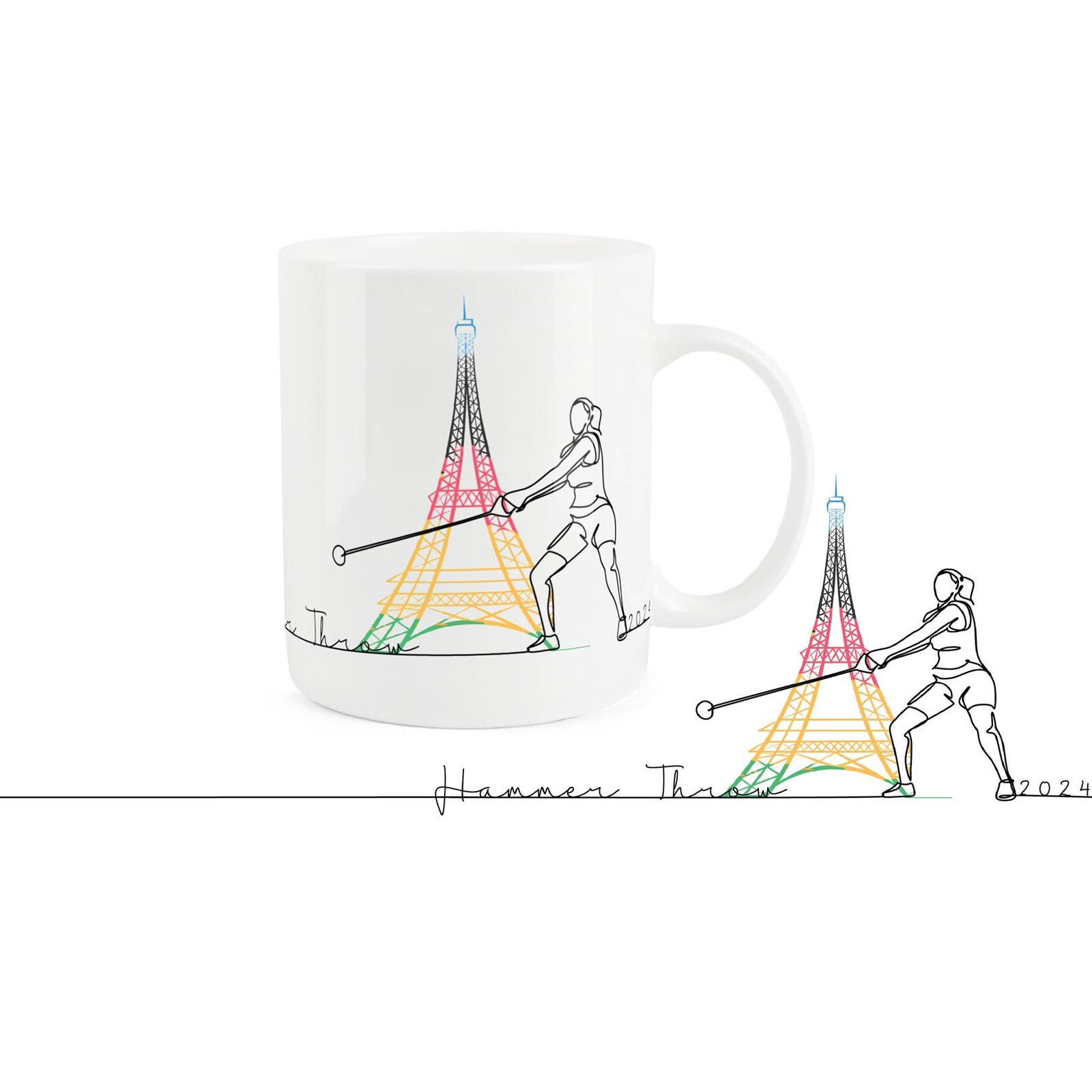 Hammer Throw Mug - Paris Sports Competition Athletics Bone China Cup Gift