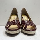 Cole Haan Burgundy Patent Leather Espadrille Platform Peep Toe Pumps Size 8.5 B — photo 2