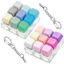 2 Pack 9 in 1 Keyboard Fidget Toy, Keyboard Fidget Keychain Anti-stressKeyboa...