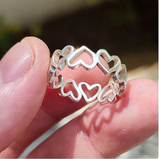 Heart to Heart Ring, 925 Sterling Silver Handmade Promise Ring, Heart All Size,