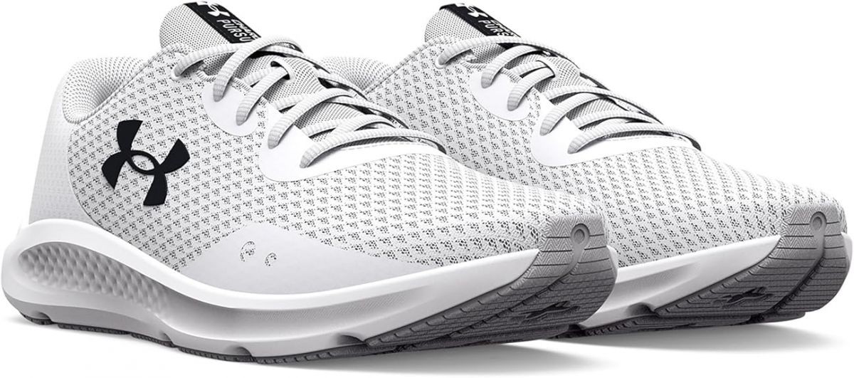 Under Armour Women's Charged Pursuit 3 Running Shoe, White-Halo Gray-Black thumbnail 5