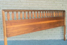 Mid Century Modern Johnson Carper Fashion Trent Walnut King Bed Headboard