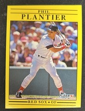 1991 Fleer Phil Plantier Baseball Rookie Card RC #107 Red Sox OF Very Miscut O/C. rookie card picture