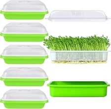 "6 Pack Seed Sprouting Tray with Drain Holes BPA Free Nursery Tray Microgreens..