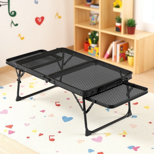 3ft Folding Camping Wire Mesh Table - Side Wings Adjustable Aluminum Frame Black - Picture 8 of 24