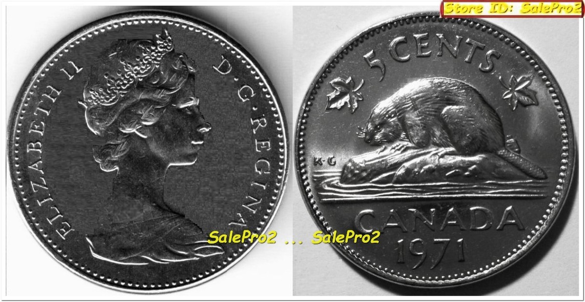 CANADA 1971 CANADIAN BEAVER NICKEL QUEEN ELIZABETH II RARE 5 CENT