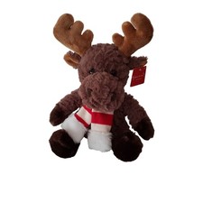 Dan Dee Plush Moose Holiday Christmas Place  Time J Bear Jo Ann Red White Scarf