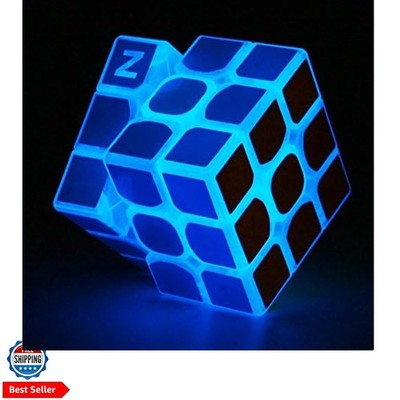 Blue Fluorescent Speed Cube 3x3x3 Glow in The Dark Luminous Magic Cube Puzzle...