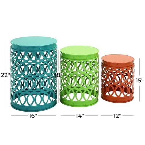  Mesa de metal lateral interior exterior 22", 18", 15" H multicolor Foto 3 de 4