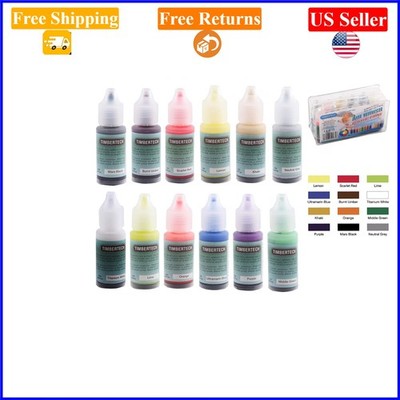 Acrylic Airbrush Paint Set 12x10ml, Vivid Colors, Water-Based, Multi-Surface