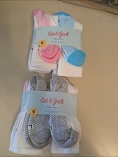 12 Cat Jack White Crew Socks Arch Support Cushioned Sole Mesh Top L Shoe 3-10