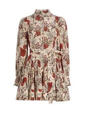 New Women's Ulla Johnson Gorgeous Simona Silk Floral Print Mini Dress 6