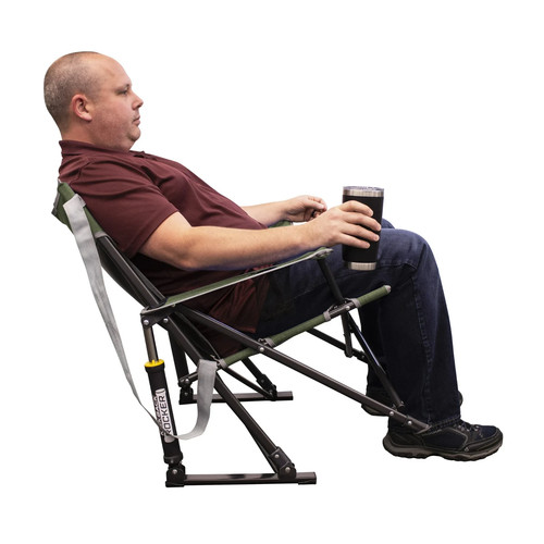 NEW! GCI Outdoor Kickback Rocker Foldable Rocking Camp Chair, Heathered Loden - Picture 6 of 11