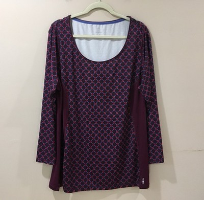LANDS' END active top long sleeve purple performance tee Women Plus 2X