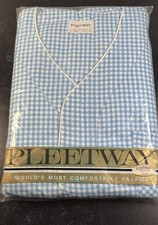 Vintage Pleetway Pajamas Men s Size D Blue Gingham Check Cotton Deadstock NWT