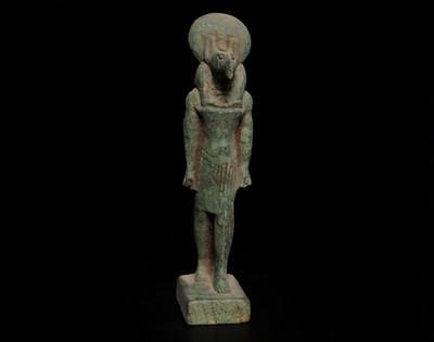 Altägyptische Antiquitäten Thoth Statue Ibis Gott grüne Fayence Steinfigur v. Chr.