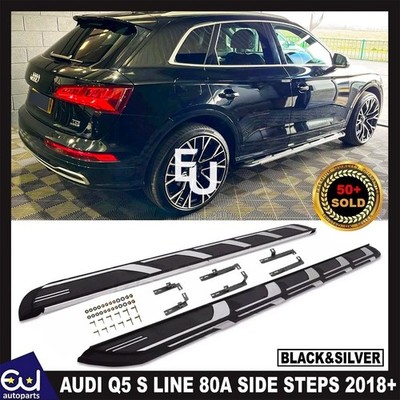 ALUMINIUM RUNNING BOARD SIDE STEPS FIXED FOOT RAIL FOR AUDI Q5 S LINE 80A 2018+