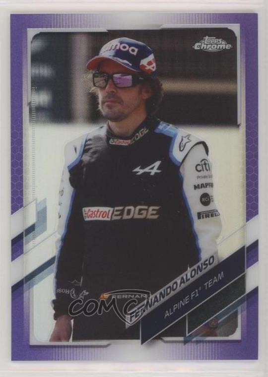 2021 Topps Chrome Formula 1 F1 Racers Purple Refractor /399 Fernando Alonso 11vc