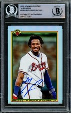 Ronald Acuna Jr Signed 2020 Bowman Chrome 1990 Refractor Card 90B-RAJ Beckett