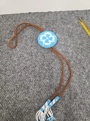 Vintage Native American Beaded Bolo Tie - Image 1 of 4