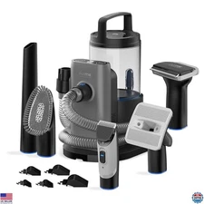 Pet Grooming Vacuum Kit - Quiet Dog & Cat Hair Remover with Brush & Clipper