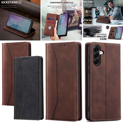 For Samsung Galaxy A36 Magnetic Leather Flip Pouch Case Rugged Protective Cover