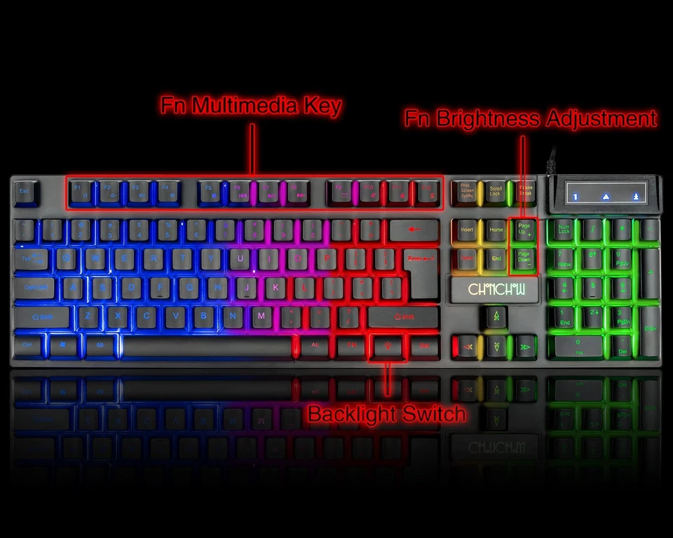 Keyboard and Mouse Gaming LED Wired Combo with Emitting Character Keyboard 48... - Image 3 of 4