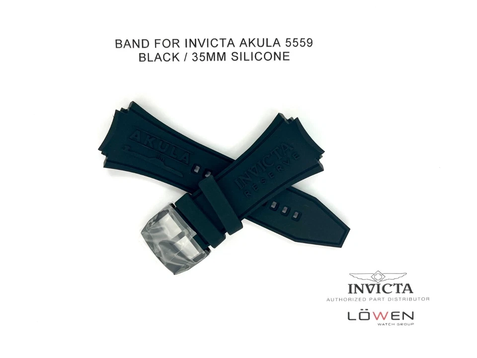 Auténtica correa de reloj Invicta Akula 5559 de silicona negra de 35 mm Foto 2 de 3