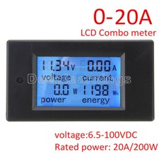 DC 20A 100V LCD Digital Volt Voltage Watt Current Power Meter Ammeter Voltmeter