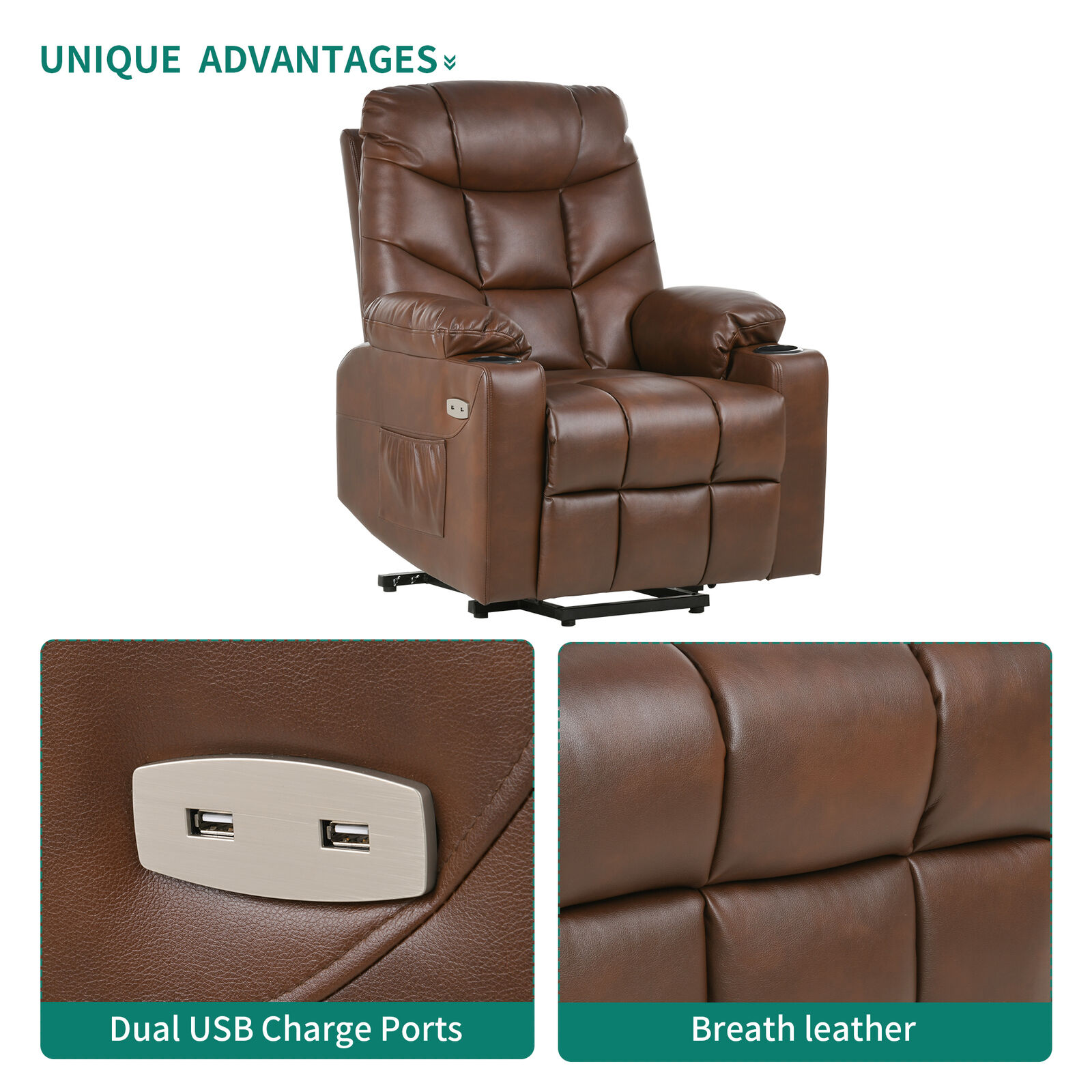 Electric Power Lift Recliner Chair for Elderly Vibration Massage and Heated Sofa - Picture 7 of 11