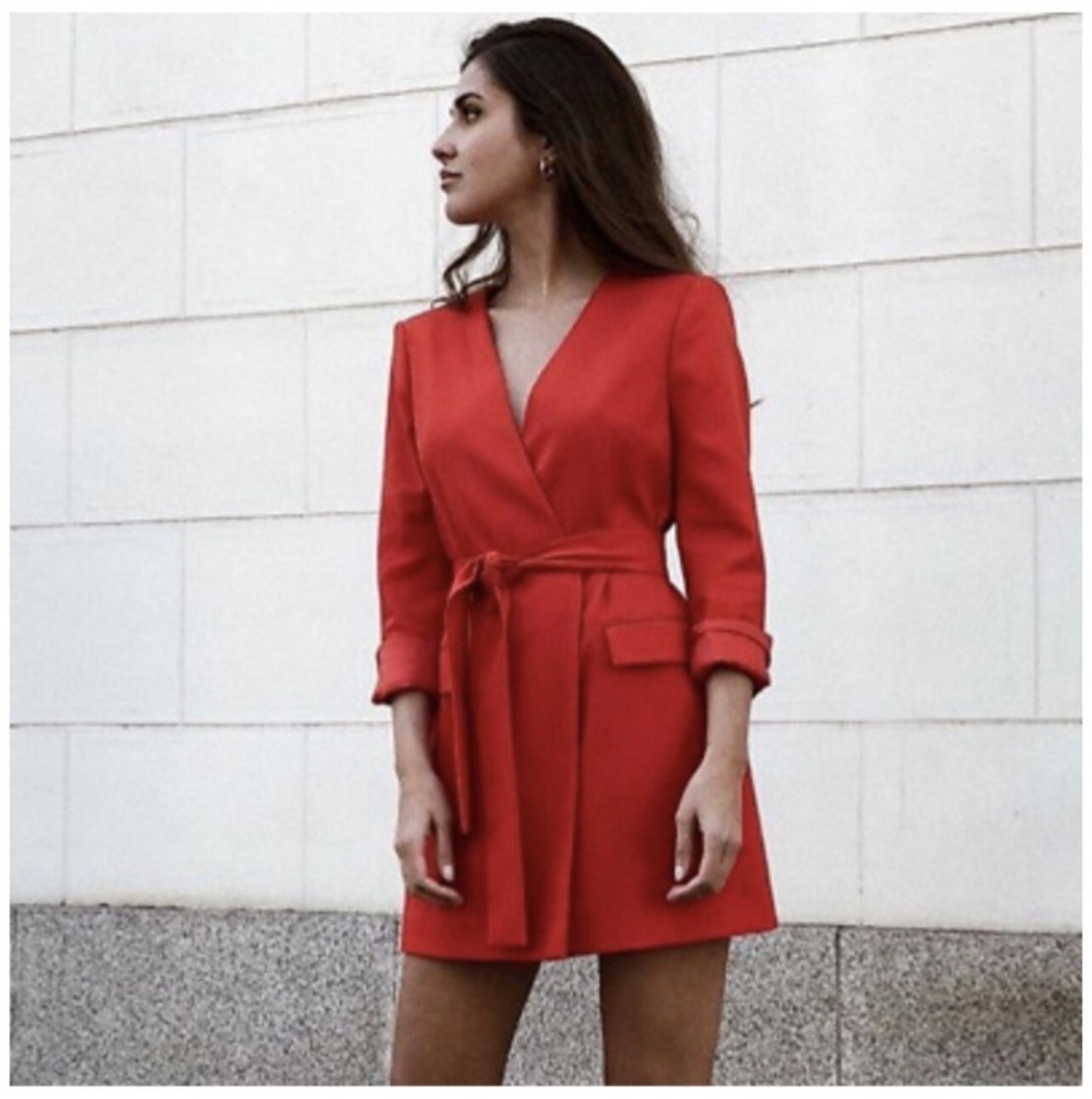 zara red coat dress